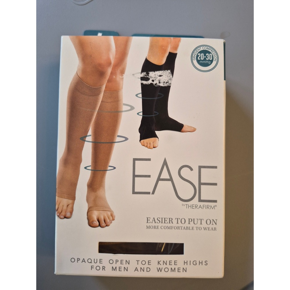 Therafirm Ease 54620 Open Toe Compression Knee Highs 20-30mmHg Sand Medium Long